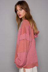 Exposed Seam Relaxed Hooded Knit Top POL